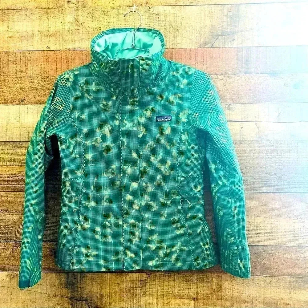 Patagonia Ski Jacket H2No Waterproof Outer Jacket Green Print Rare